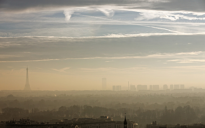 Pollution atmosphérique sur Paris depuis le Mont Valérien