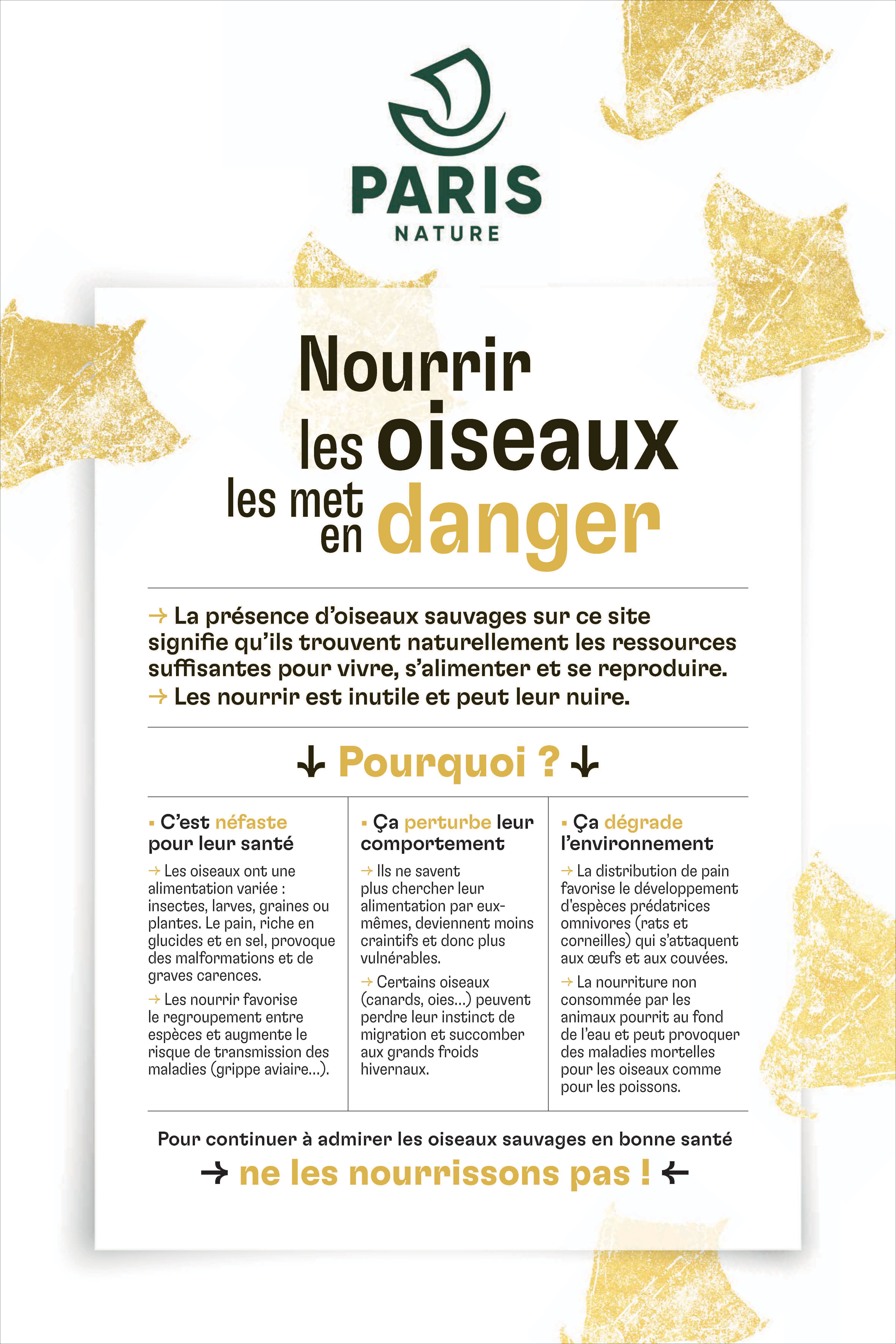 Affiche sur le non-nourrissage des oiseaux