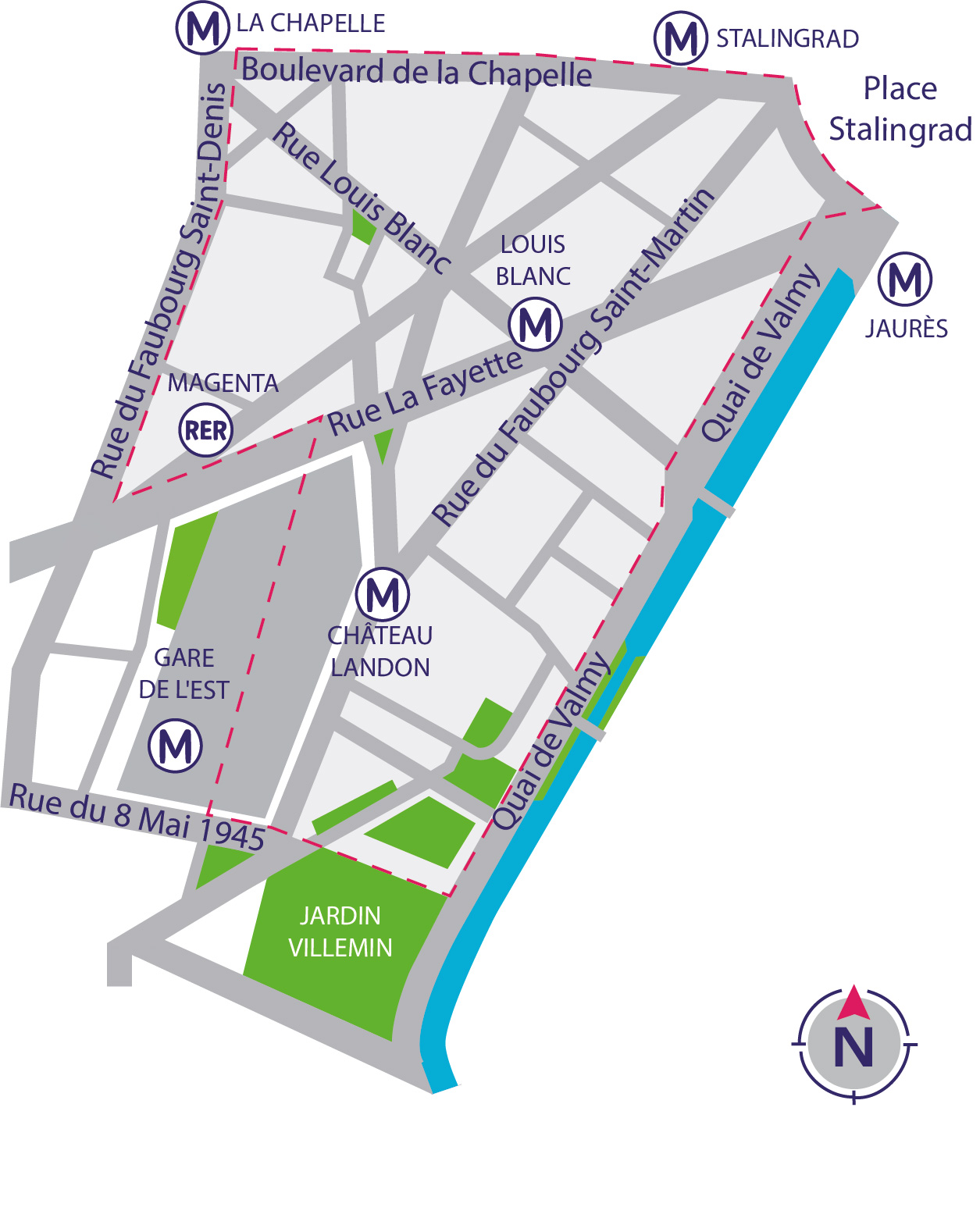 Le plan du quartier Louis Blanc - Verdun