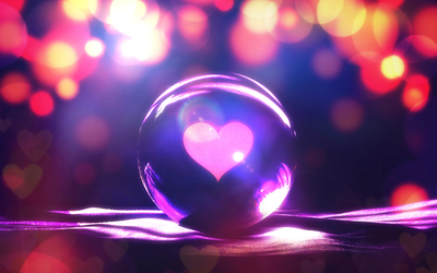 Saint Valentin - boule de cristal coeur