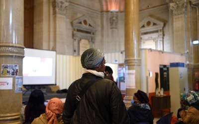 Participantes à l'atelier cinéma, mis en place à la halte aux femmes de l'Hôtel de Ville.