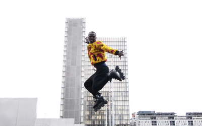 Ibou Sene saut en roller à la BNF