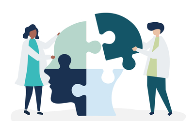Personnes reconstituant un puzzle cerveau